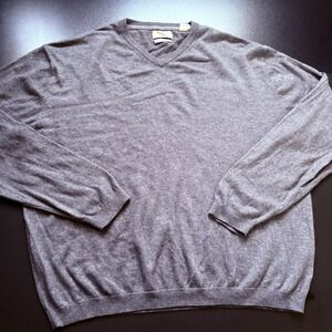 Weatherproof Vintage Cotton Cashmere V Neck Sweater Gray Mens XXL Pullover Prepy